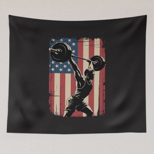 Item preview, American Flag Weightlifting Training T Shirt 4th of July USA designed and sold by AvagondaMind.