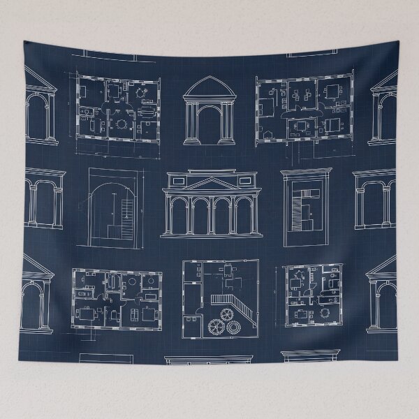Item preview, Architectural Blueprint Grid Pattern designed and sold by Kaleidoscope Print.