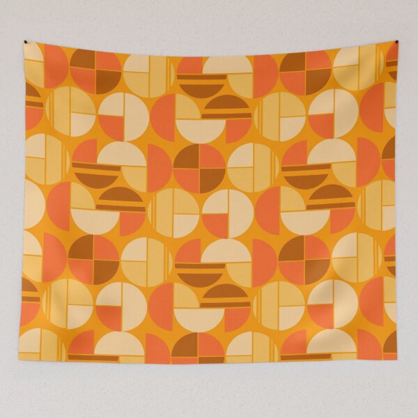 Item preview, Retro Mid Century Mod Yellow & Orange Circle Geometric By RetroMaggie designed and sold by RetroMaggie.