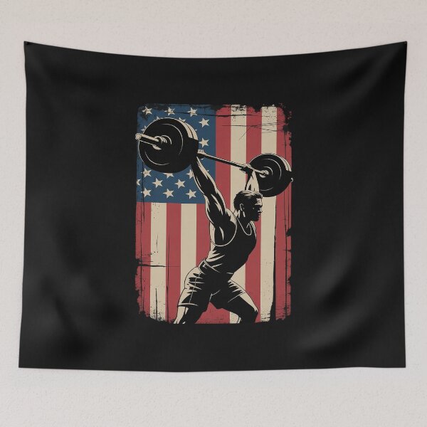 Item preview, American Flag Weightlifting Training T Shirt 4th of July USA designed and sold by AvagondaMind.