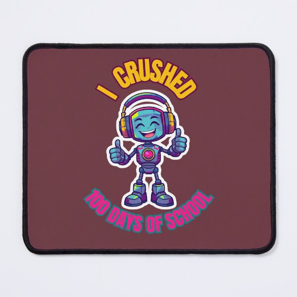 Item preview, I Crushed 100 Days of School Gamer Robot Purple Geometric designed and sold by PanaddaArtStudio.