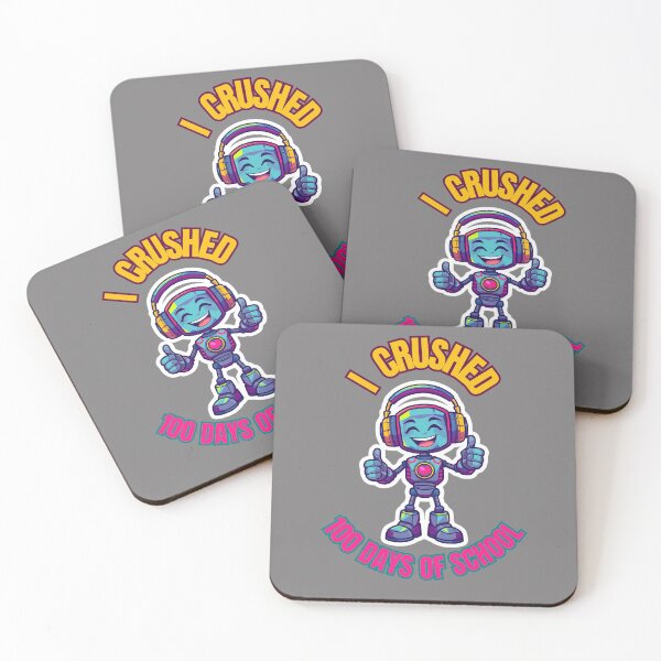 Item preview, I Crushed 100 Days of School Gamer Robot Purple Geometric designed and sold by PanaddaArtStudio.