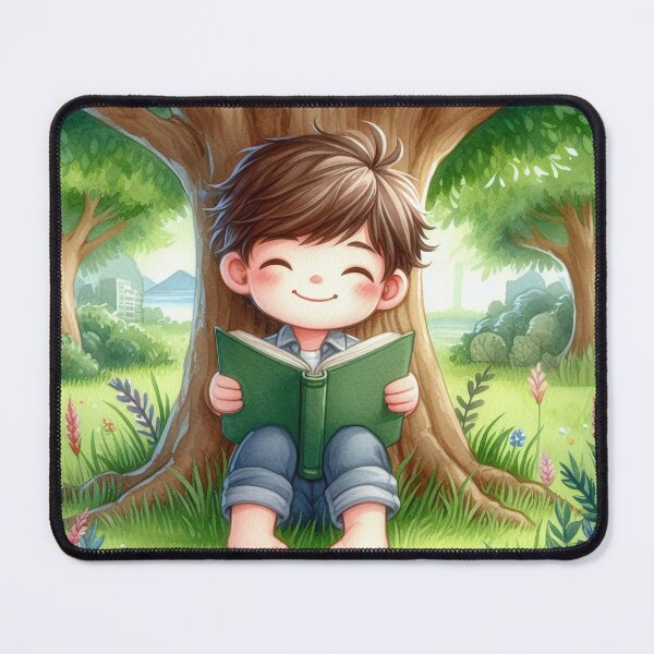 Item preview, Little boy reading book under the tree designed and sold by Chirayu1111.