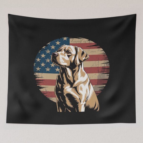 Item preview, American Flag Yellow Labrador Retriever 4th Of July USA designed and sold by AvagondaMind.