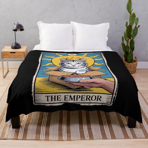 Item preview, The Emperor Tarot Card Cat In Box Food Bowl Funny Cat designed and sold by velltoons.