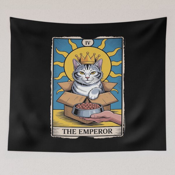 Item preview, The Emperor Tarot Card Cat In Box Food Bowl Funny Cat designed and sold by velltoons.