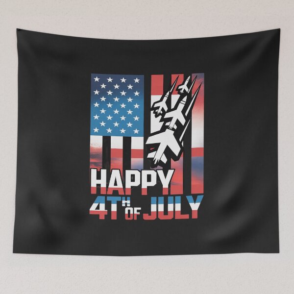Item preview, American Patriotic Fighter Jets Waving 4th of July USA Flag designed and sold by AvagondaMind.
