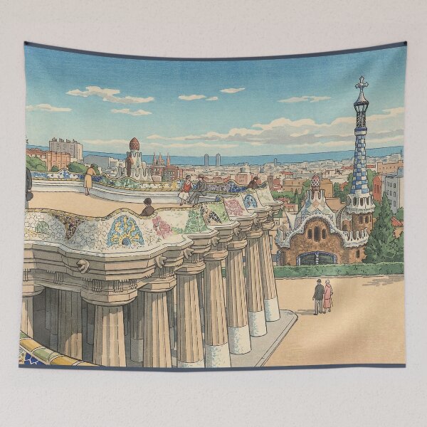 Item preview, Park Guell of Bercelona Japanese Woodblock Print designed and sold by Takeda-art.