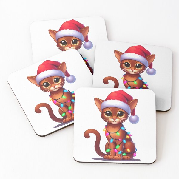 Item preview, Abyssinian cat Christmas designed and sold by doodIllustrate.