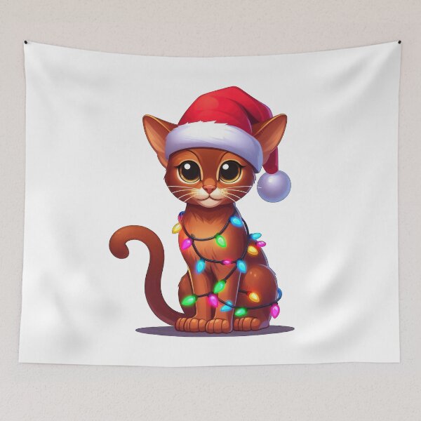 Item preview, Abyssinian cat Christmas designed and sold by doodIllustrate.