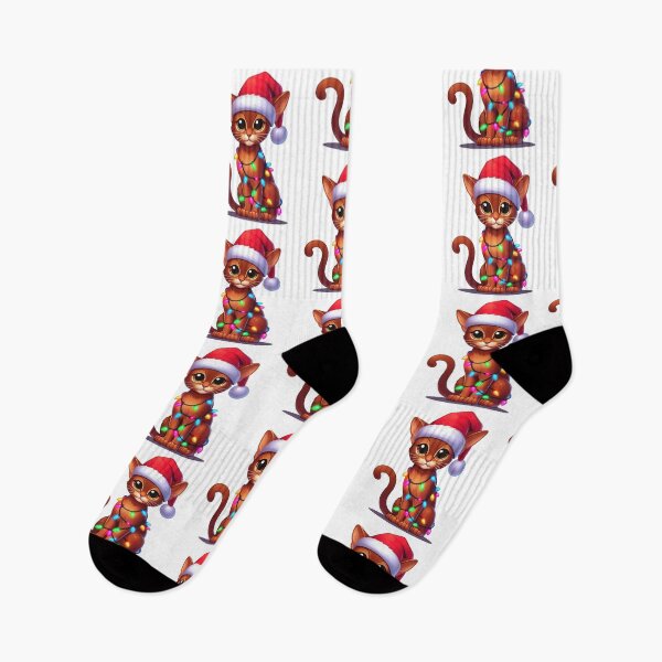 Item preview, Abyssinian cat Christmas designed and sold by doodIllustrate.