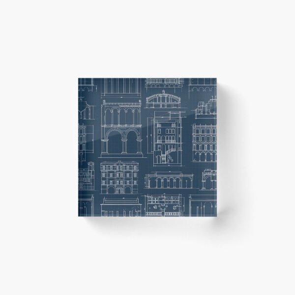 Item preview, Classical Architecture Blueprint Pattern designed and sold by Kaleidoscope Print.