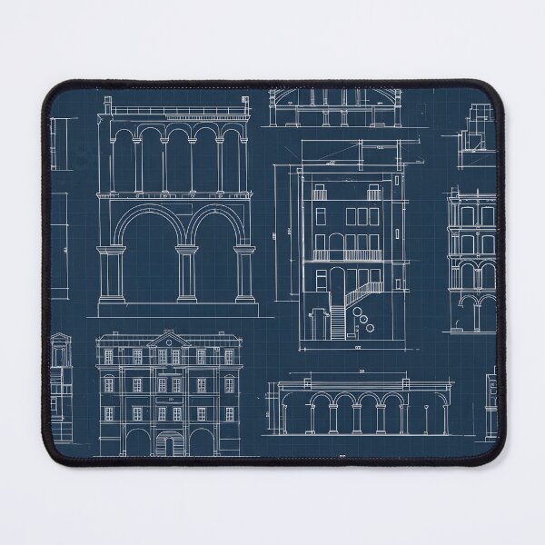 Item preview, Classical Architecture Blueprint Pattern designed and sold by Kaleidoscope Print.
