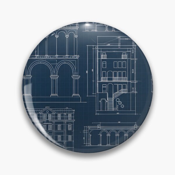Item preview, Classical Architecture Blueprint Pattern designed and sold by Kaleidoscope Print.