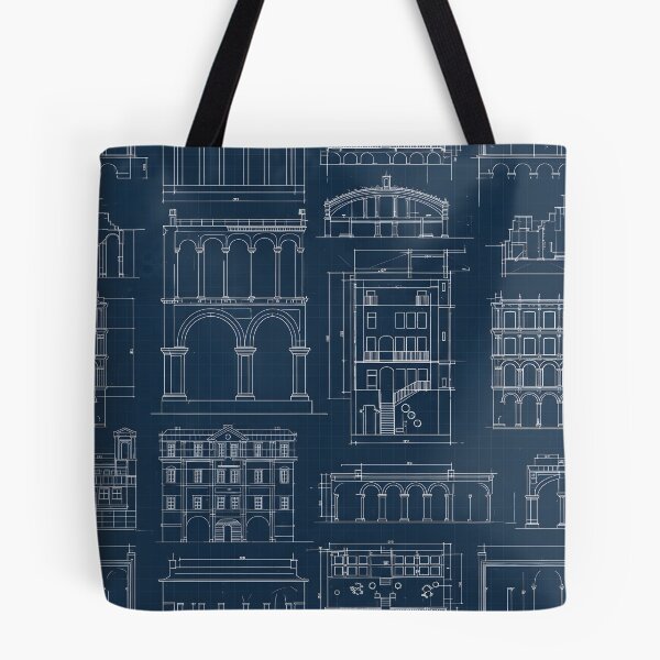 Item preview, Classical Architecture Blueprint Pattern designed and sold by Kaleidoscope Print.