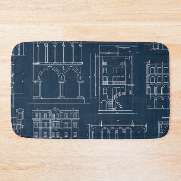 Item preview, Classical Architecture Blueprint Pattern designed and sold by Kaleidoscope Print.