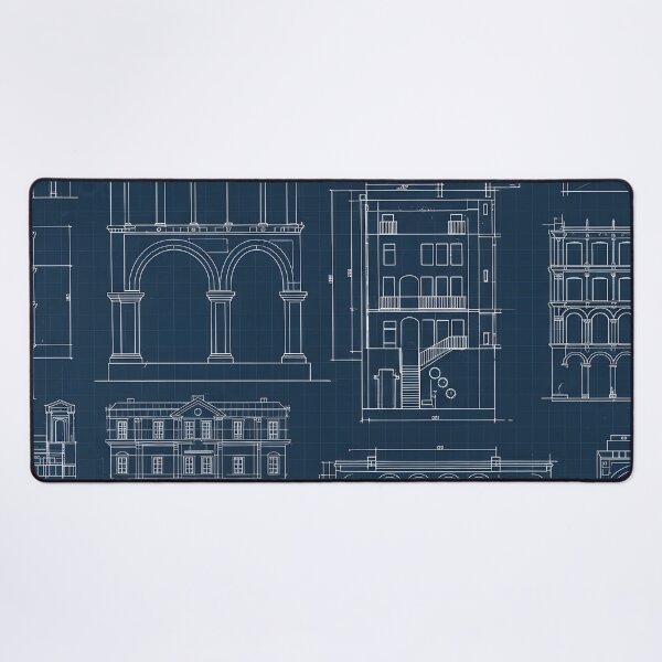 Item preview, Classical Architecture Blueprint Pattern designed and sold by Kaleidoscope Print.