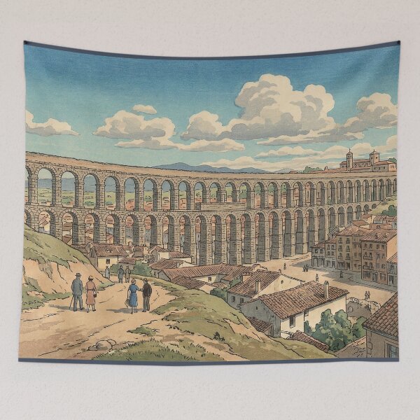 Item preview, Aqueduct of Segovia Japanese Woodblock Print designed and sold by Takeda-art.