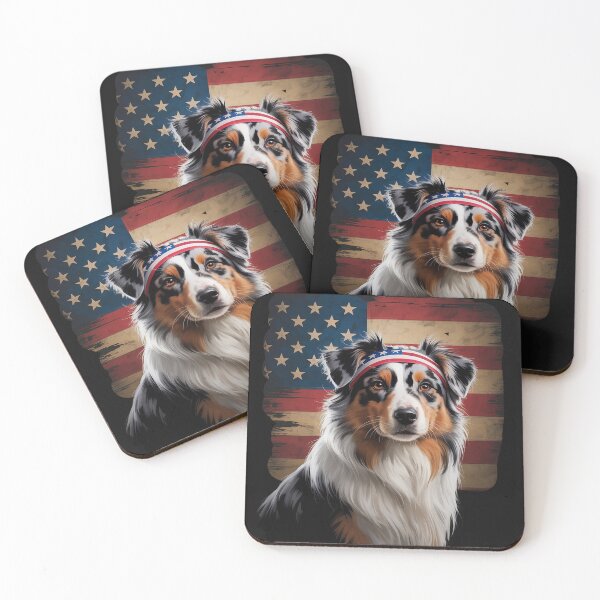 Item preview, Australian Shepherd Patriotic 4th Of July USA American Flag designed and sold by AvagondaMind.