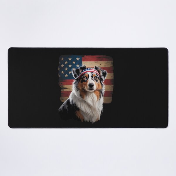 Item preview, Australian Shepherd Patriotic 4th Of July USA American Flag designed and sold by AvagondaMind.