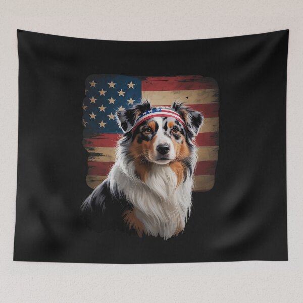 Item preview, Australian Shepherd Patriotic 4th Of July USA American Flag designed and sold by AvagondaMind.