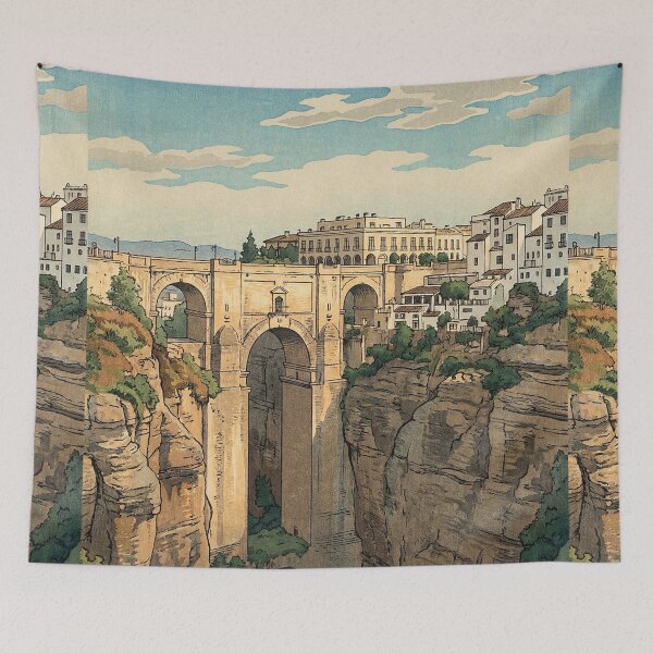 Item preview, Puente Nuevo bridge Japanese Woodblock Print designed and sold by Takeda-art.