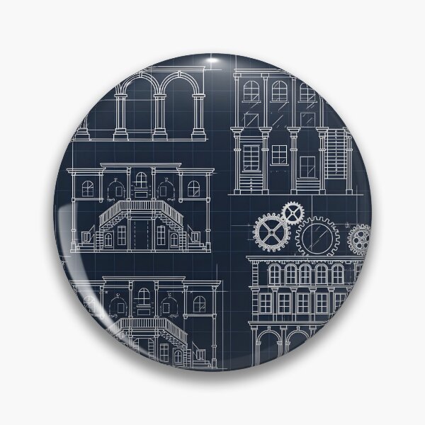 Item preview, Architectural Blueprint Facades Pattern designed and sold by Kaleidoscope Print.