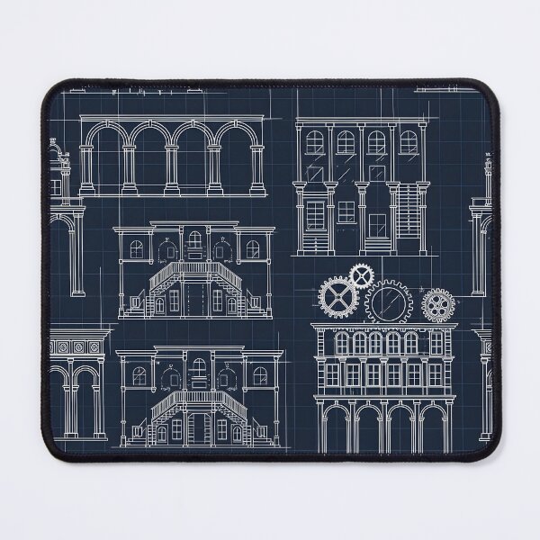 Item preview, Architectural Blueprint Facades Pattern designed and sold by Kaleidoscope Print.