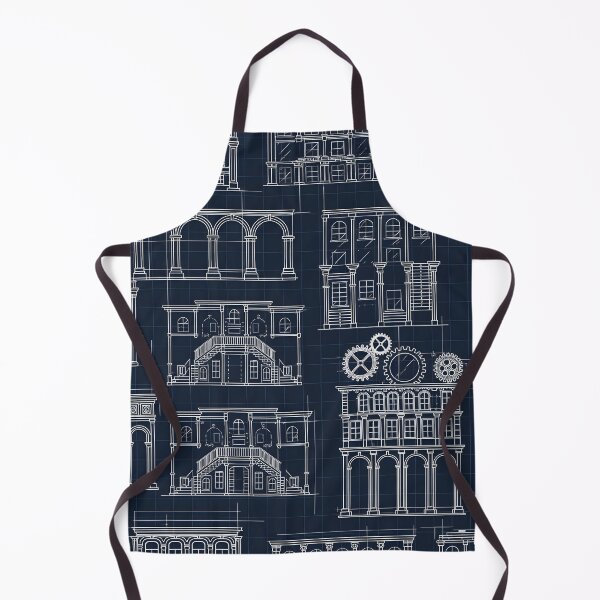 Item preview, Architectural Blueprint Facades Pattern designed and sold by Kaleidoscope Print.