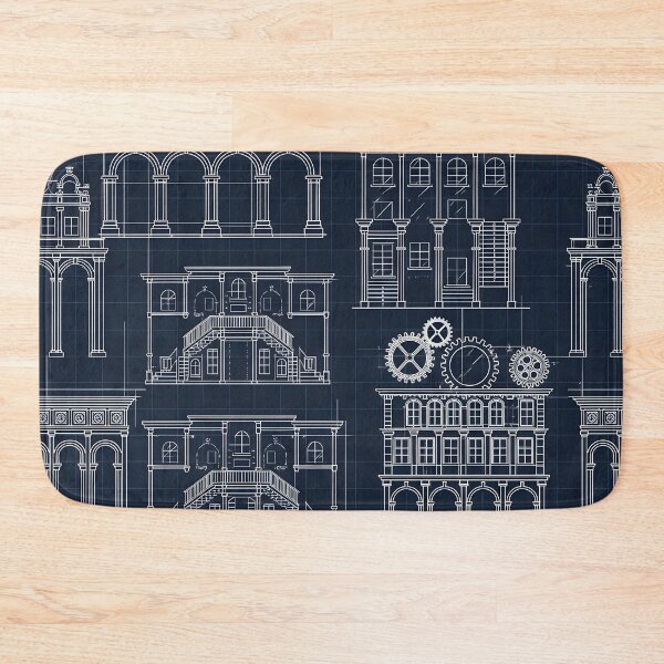 Item preview, Architectural Blueprint Facades Pattern designed and sold by Kaleidoscope Print.