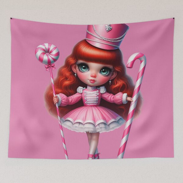 Aperçu de l'œuvre Fille Chibi de Noël en rose avec une canne en bonbon créée et vendue par DEC02.