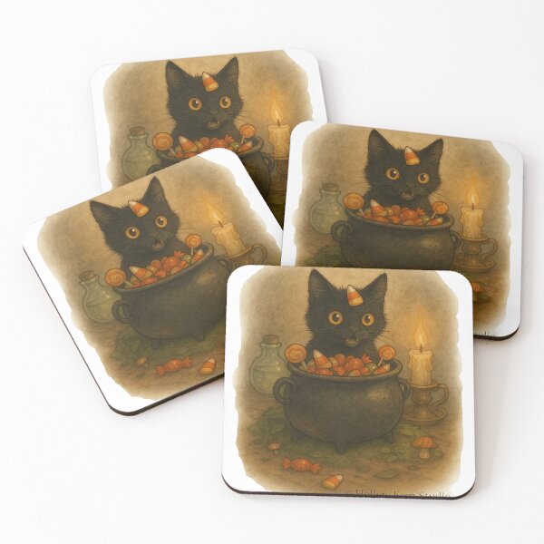 Item preview, Candy Cauldron Cat - Cute-Spooky Collection (HFS) designed and sold by Hollow-Fern-Studio.