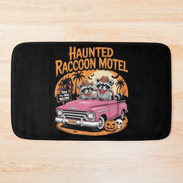 Item preview, The Haunted Raccoon Motel, Trash Panda Halloween designed and sold by velltoons.