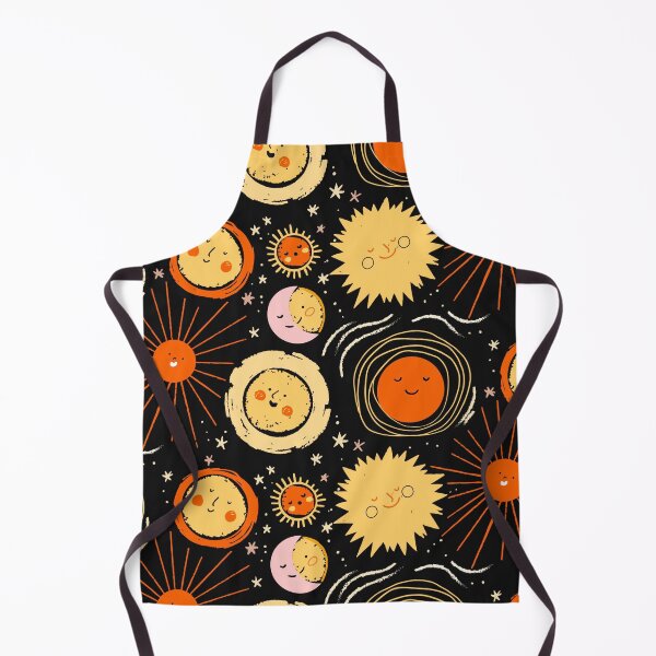 Item preview, Retro Black, Orange, Yellow ,Pink Mod Stylized Planets, Sun, Moon & Stars designed and sold by RetroMaggie.