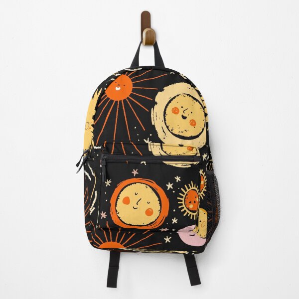 Item preview, Retro Black, Orange, Yellow ,Pink Mod Stylized Planets, Sun, Moon & Stars designed and sold by RetroMaggie.