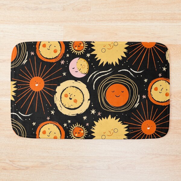 Item preview, Retro Black, Orange, Yellow ,Pink Mod Stylized Planets, Sun, Moon & Stars designed and sold by RetroMaggie.