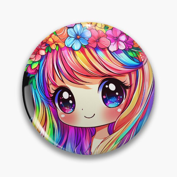 Item preview, Charming Chibi Rainbow Girl With Pretty Floral Headdress designed and sold by DEC02.