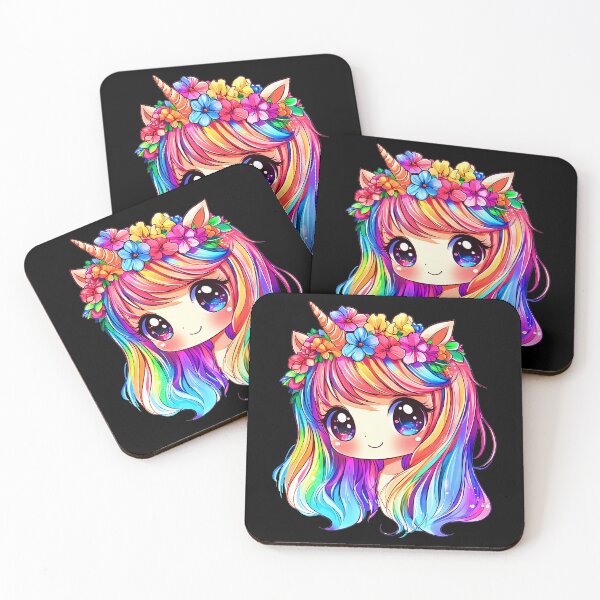 Artikelvorschau, Charmantes Chibi-Regenbogenmädchen mit hübschem Blumenkopfschmuck entworfen und verkauft von DEC02.