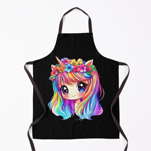 Aperçu de l'œuvre Charmante fille arc-en-ciel Chibi avec une jolie coiffe florale créée et vendue par DEC02.