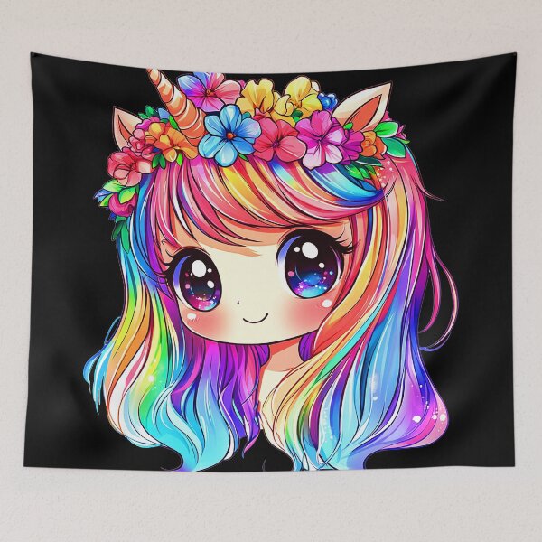 Item preview, Charming Chibi Rainbow Girl With Pretty Floral Headdress designed and sold by DEC02.