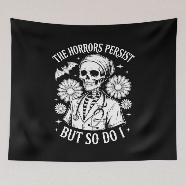 Item preview, The Horrors Persist Skeleton Nurse Halloween designed and sold by velltoons.