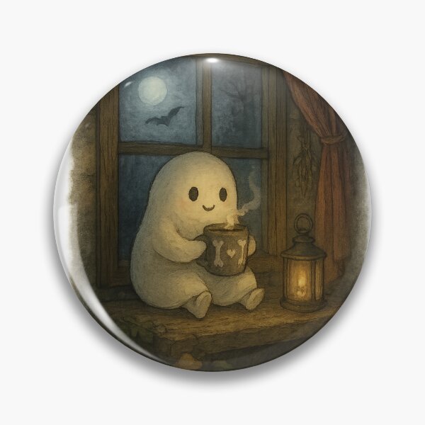 Item preview, Cocoa Ghostie - Cute-Spooky Collection (HFS) designed and sold by Hollow-Fern-Studio.