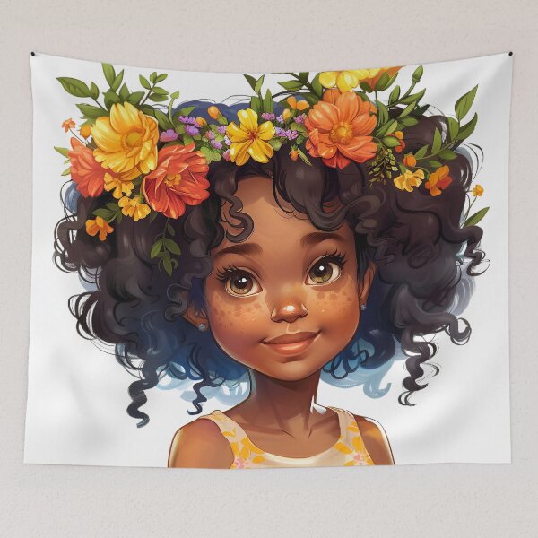 Aperçu de l'œuvre Fille Chibi mignonne avec une coiffure florale d'automne créée et vendue par DEC02.