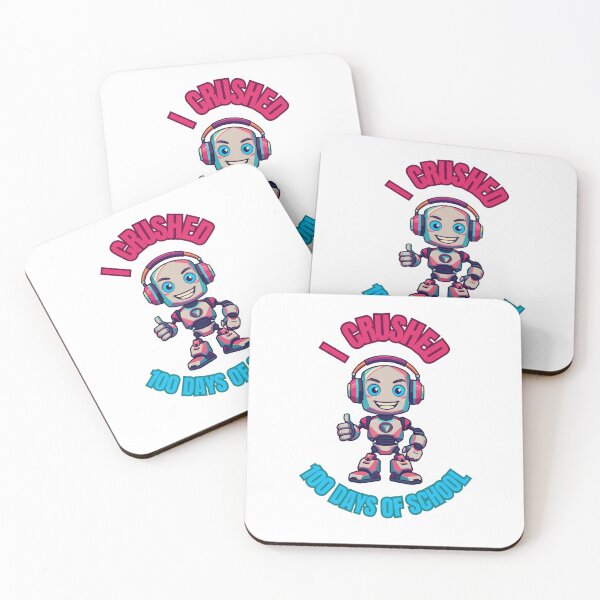 Item preview, I Crushed 100 Days of School Gamer Robot Teal Pink designed and sold by PanaddaArtStudio.