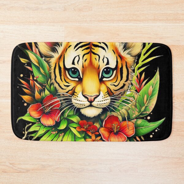 Item preview, Cute Chibi Baby Tiger With Colorful Floral Collar designed and sold by DEC02.