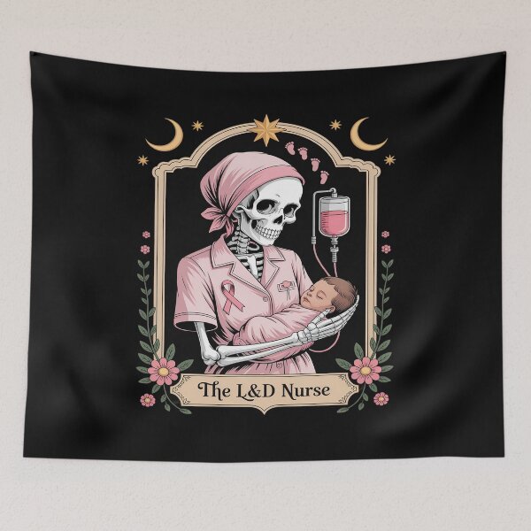 Item preview, The L&D Nurse Tarot Card Skeleton Baby Labor And Delivery designed and sold by velltoons.