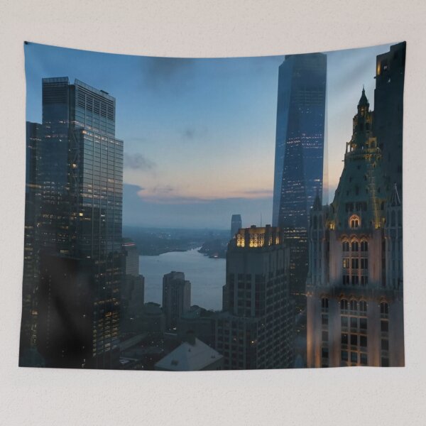 Item preview, The Woolworth Building, Four Seasons Hotel, and World Trade Center with the Hudson River. designed and sold by NYConlineStore.