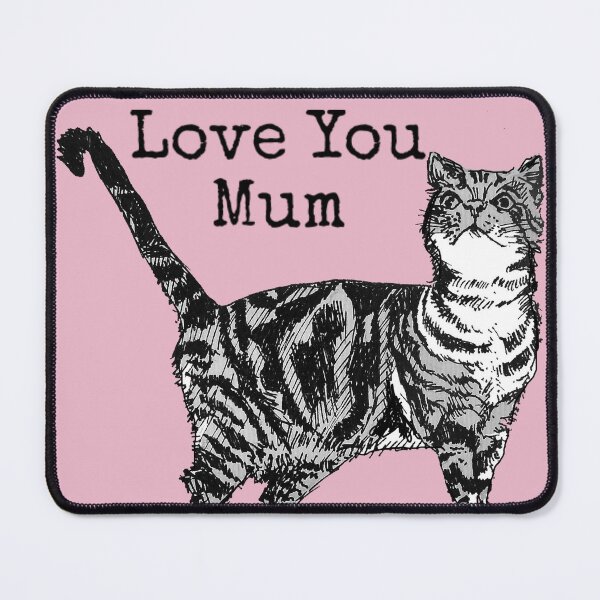 Item preview, Pink Tabby Cat Drawing Love You Mum Mothers designed and sold by Sarah Rajkotwala.