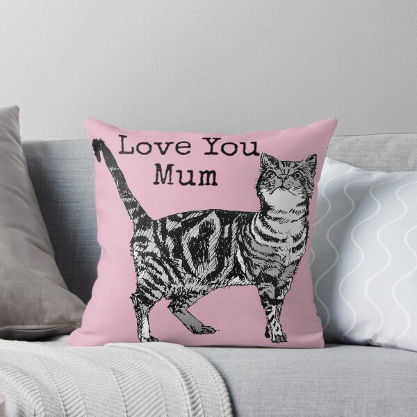 Item preview, Pink Tabby Cat Drawing Love You Mum Mothers designed and sold by Sarah  Rajkotwala.