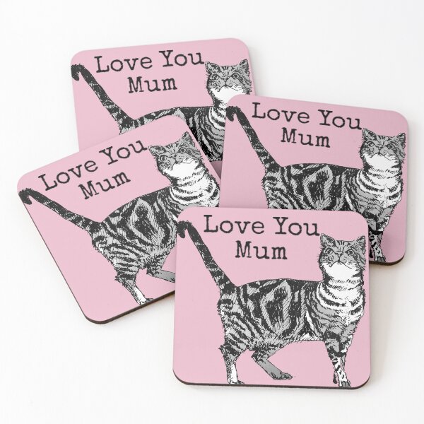 Item preview, Pink Tabby Cat Drawing Love You Mum Mothers designed and sold by Sarah  Rajkotwala.